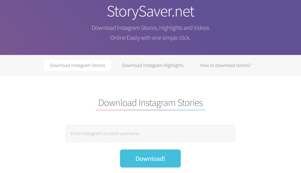 StorySaver 인스타 스토리 몰래보기 염탐 사이트 메인화면